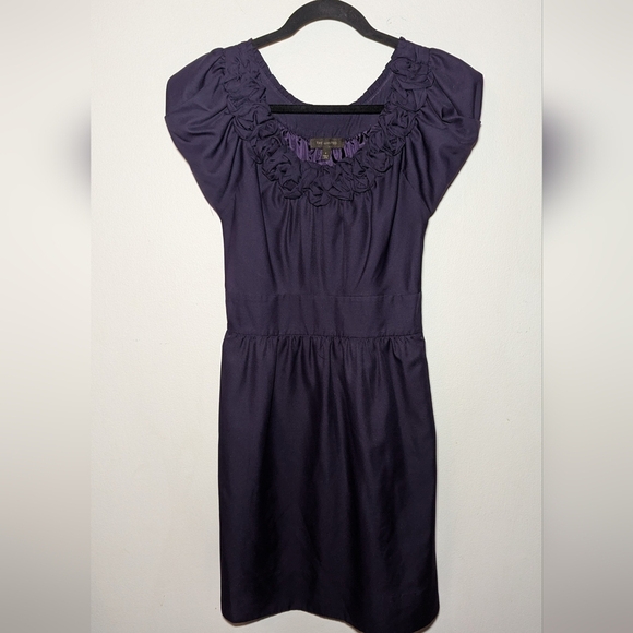 The Limited Dresses & Skirts - The Limited Purple Poplin Dress with Ruffle Neckline Women's Size 2